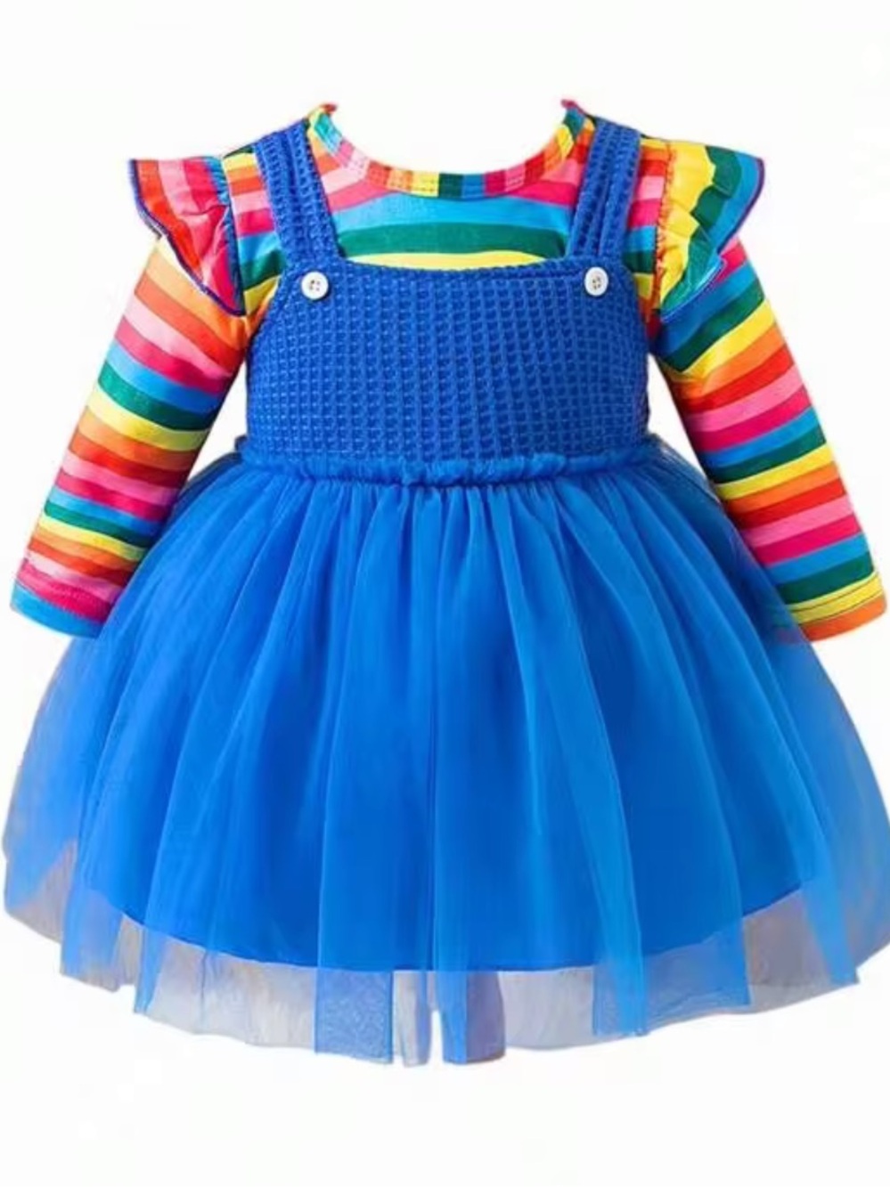 Chucky Doll Child’s Play Baby Costume Rainbow Stripe Tutu Skirt
